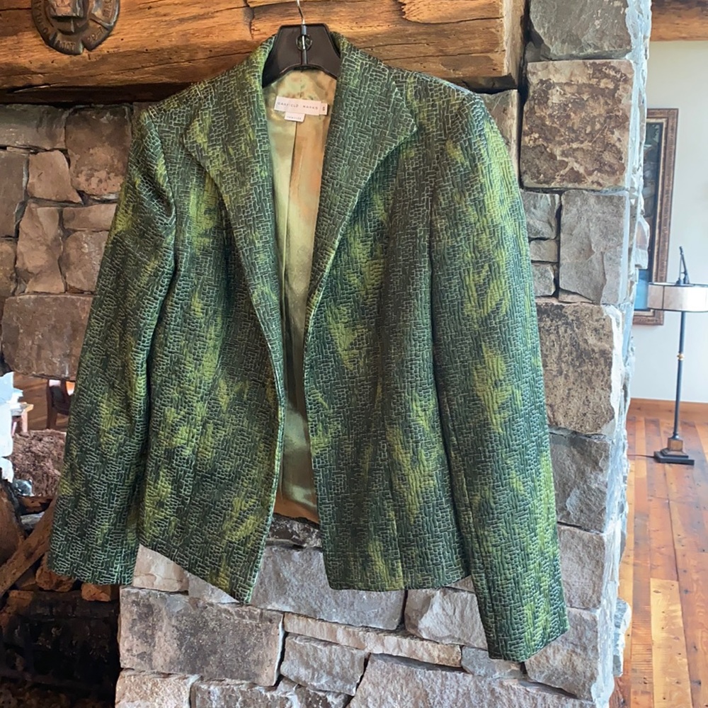 Green hip length blazer